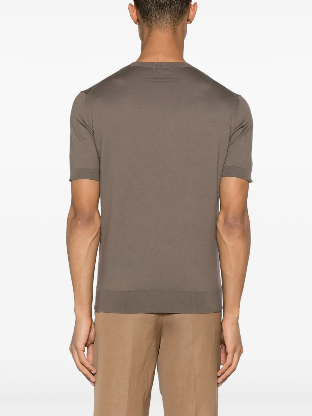 Zegna Katoenen T-shirt met geribbelde afwerking Beige