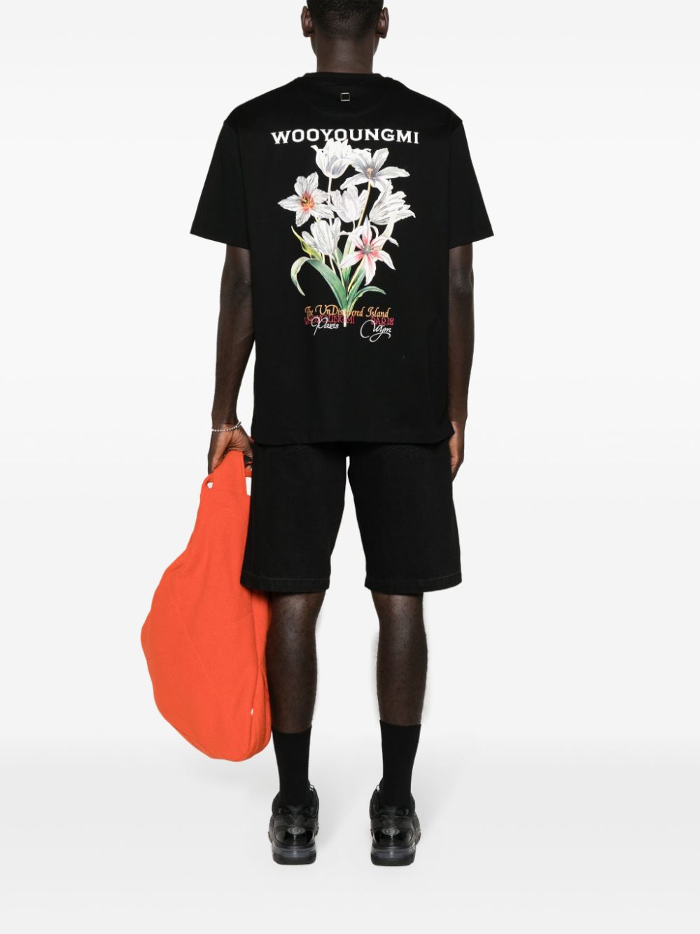 Shop Wooyoungmi Floral-print Cotton T-shirt In Black