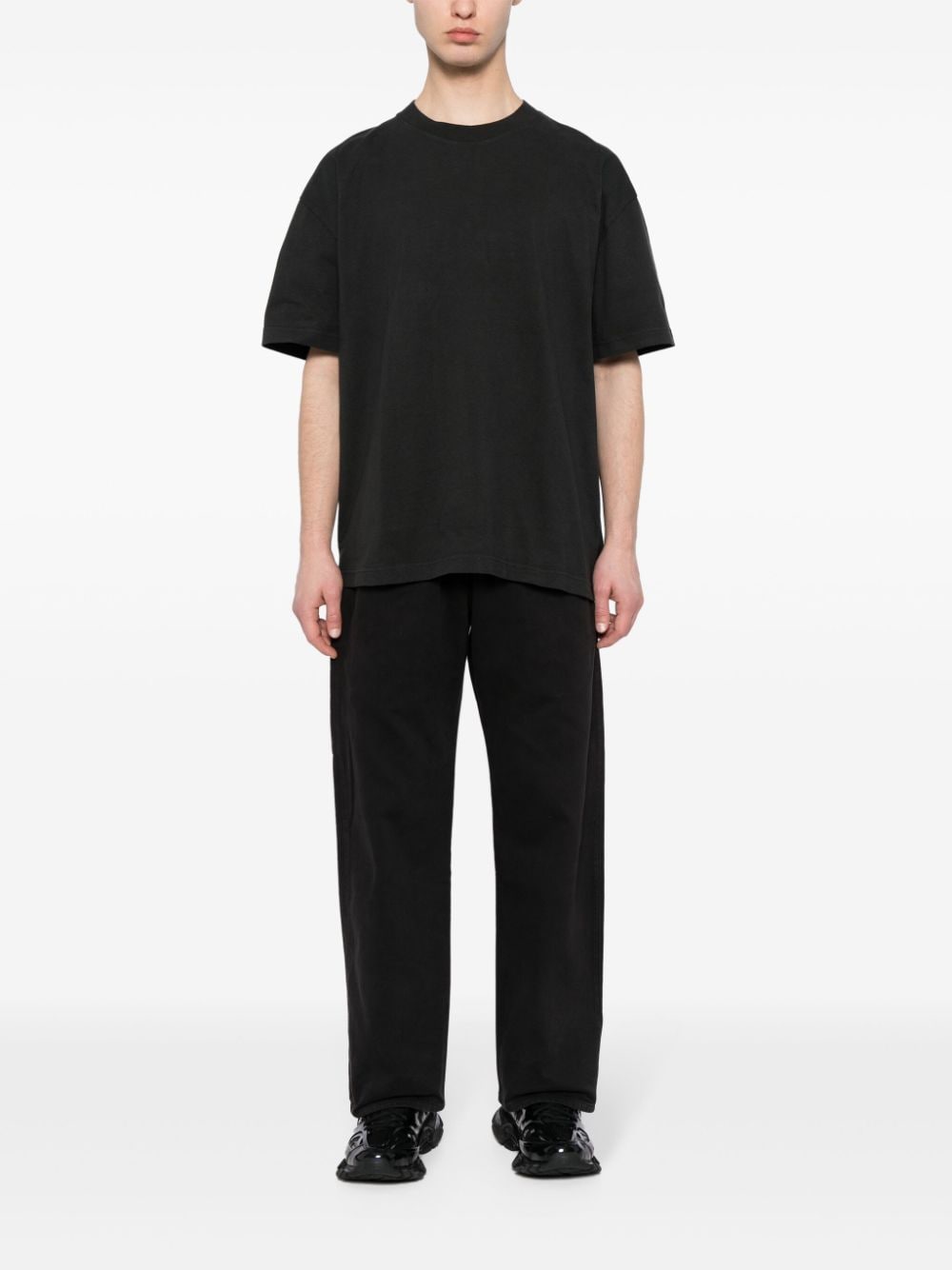 Shop Yeezy Straight-leg Cotton Trousers In Black