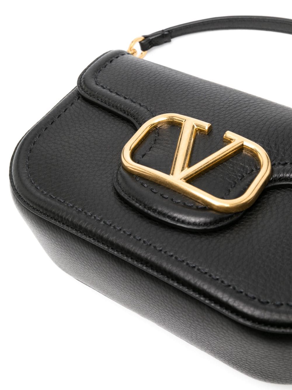 Shop Valentino Alltime Leather Shoulder Bag In Black