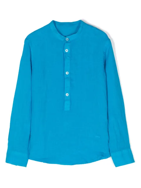 Paolo Pecora Kids band-collar linen shirt