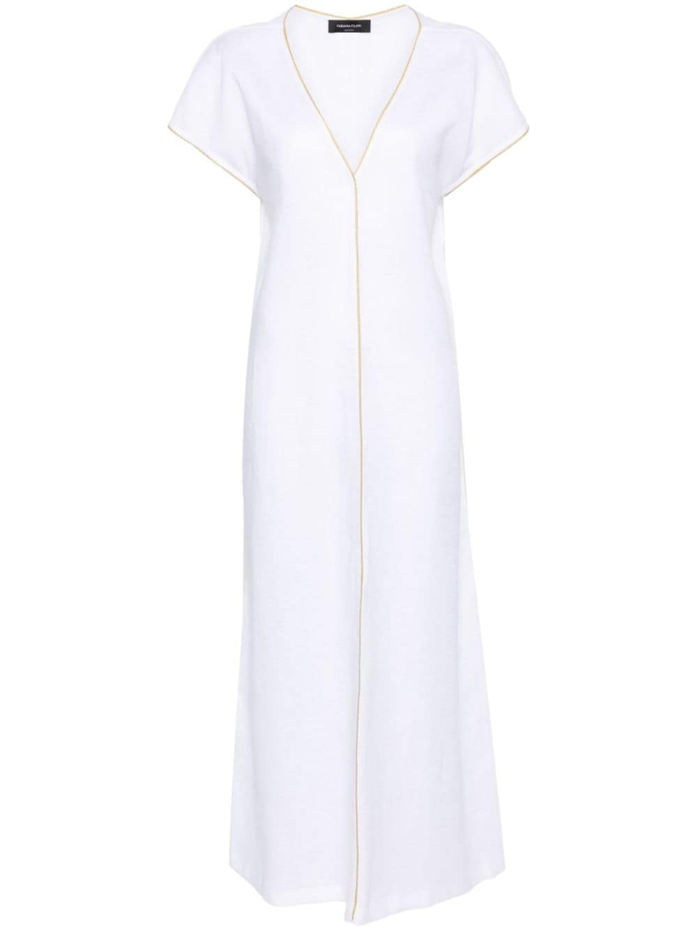 Fabiana Filippi Monili-chain Linen Maxi Dress In White