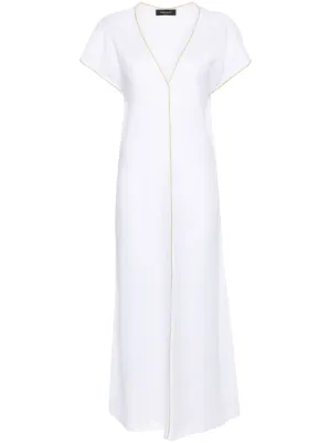 knee length dresses for ladies Prada Eyelet Embroidery A Line Strap Corset Midi Dress White