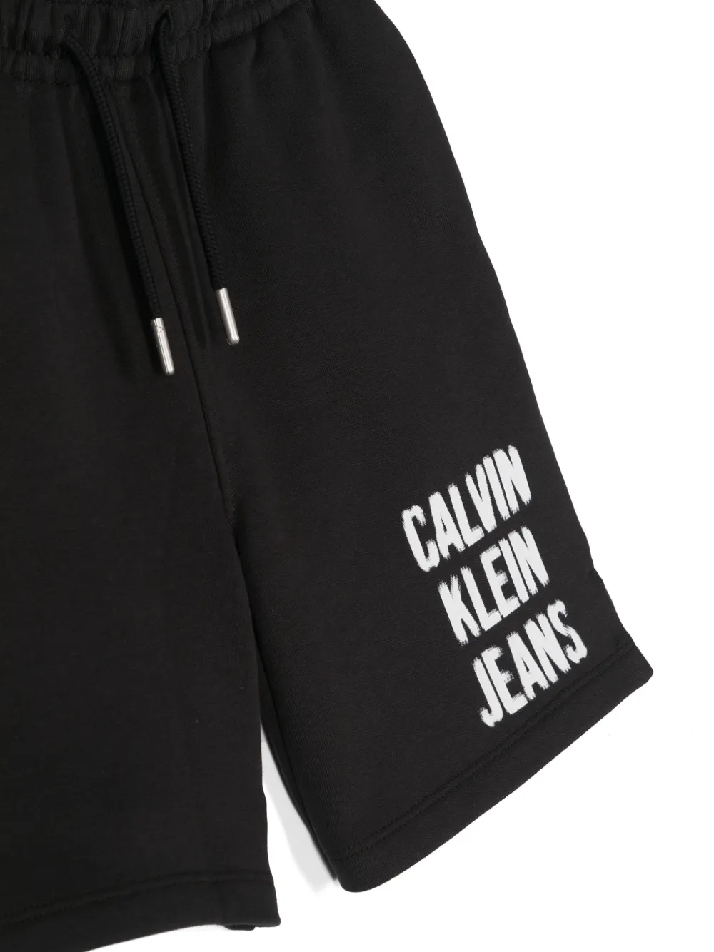 Shop Calvin Klein Logo-print Cotton Track Shorts In Black