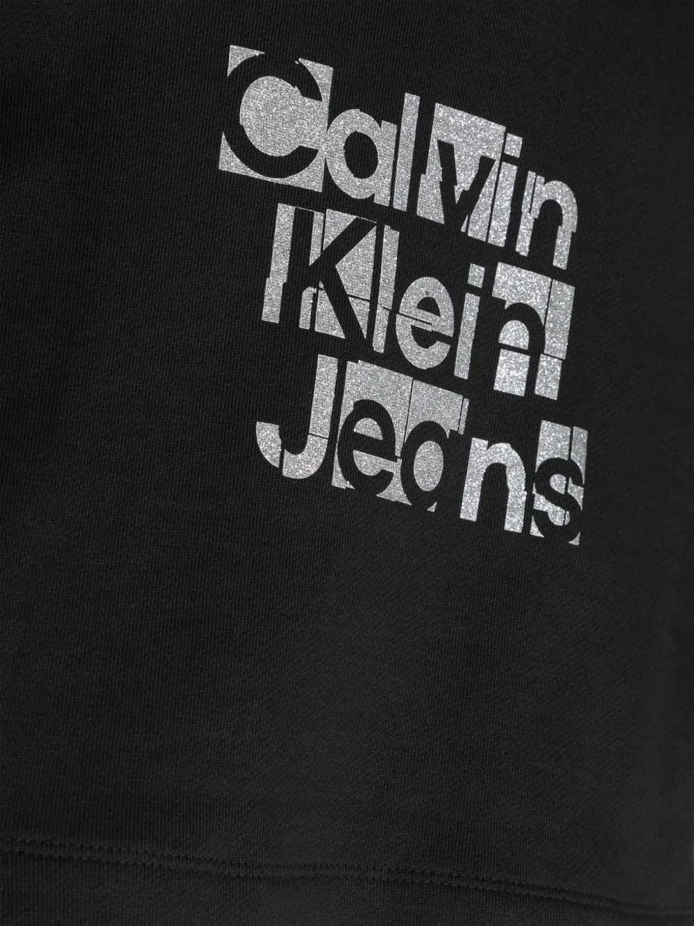 Shop Calvin Klein Glittered Logo-print Cotton Hoodie In Black