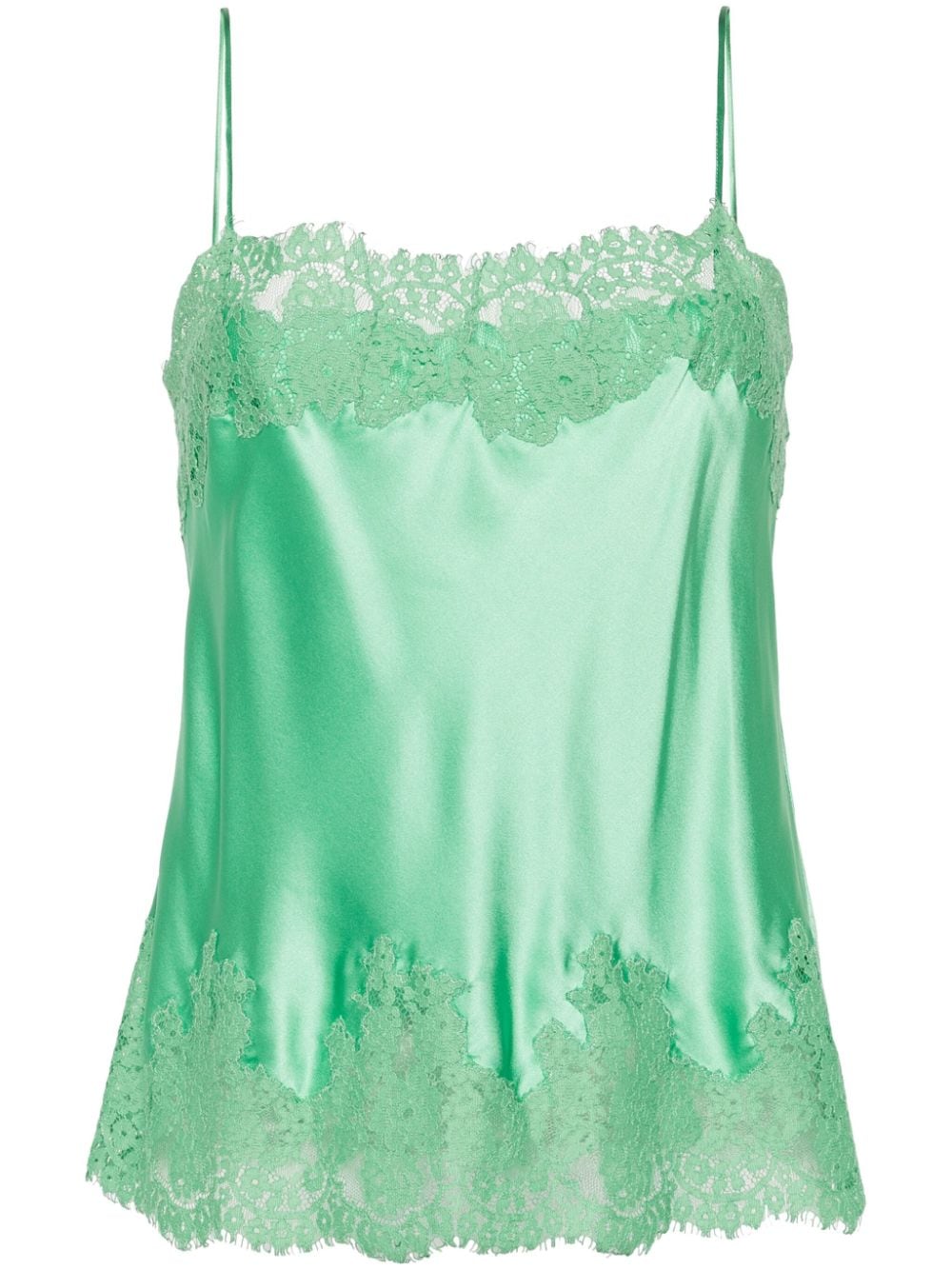 Ermanno Scervino Lace-detail Satin Top In Green