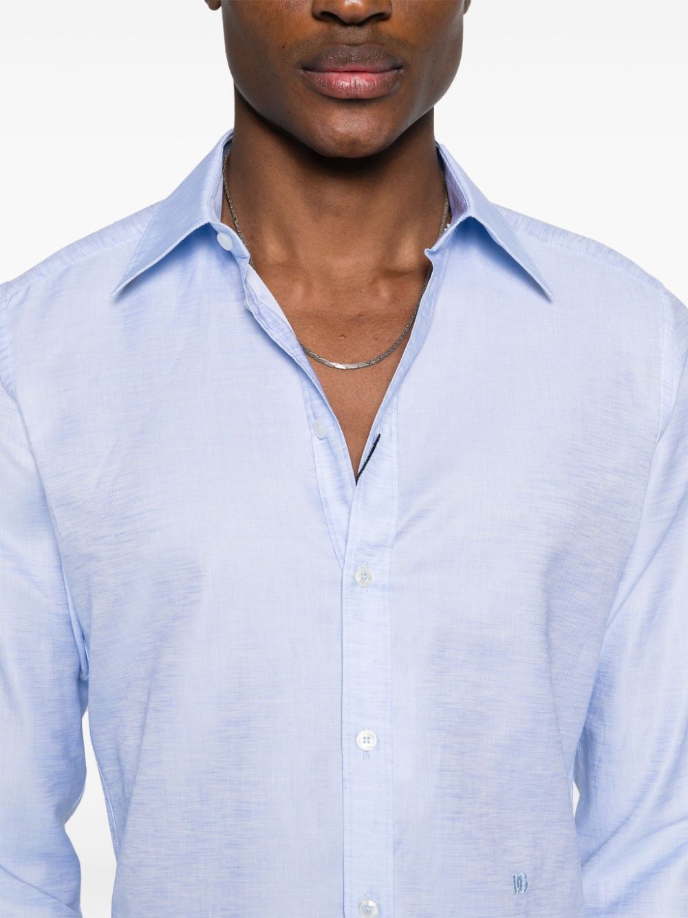 Shop Dolce & Gabbana Embroidered-logo Shirt In Blue