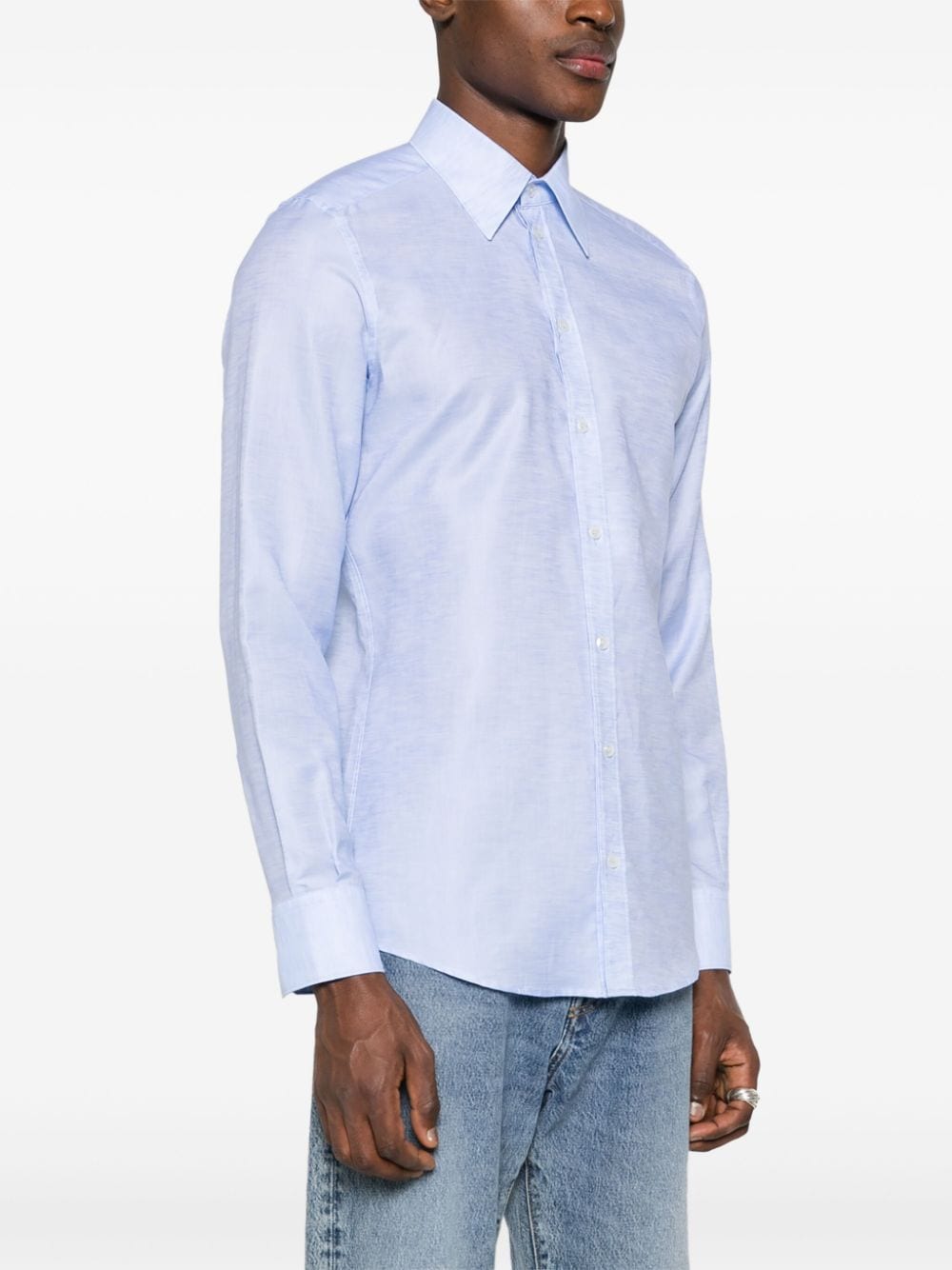 Shop Dolce & Gabbana Embroidered-logo Shirt In Blue