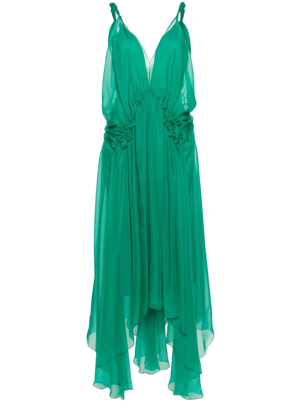 Alberta Ferretti Chiffon Midi Dress In Green