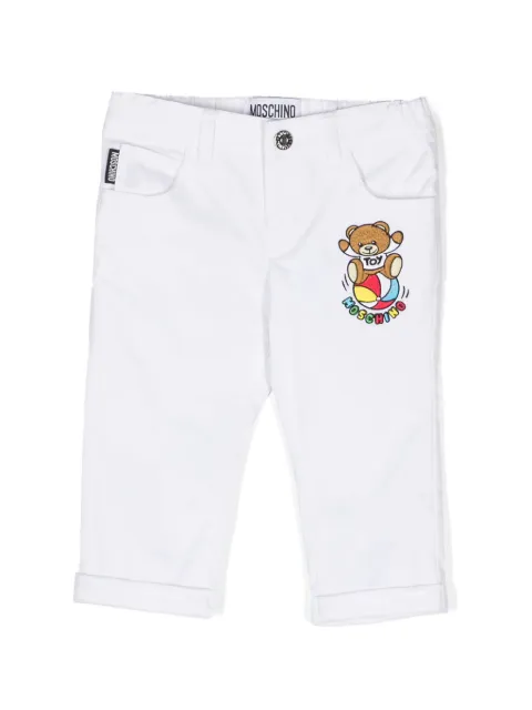 Moschino Kids Teddy Bear-embroidered cotton trousers