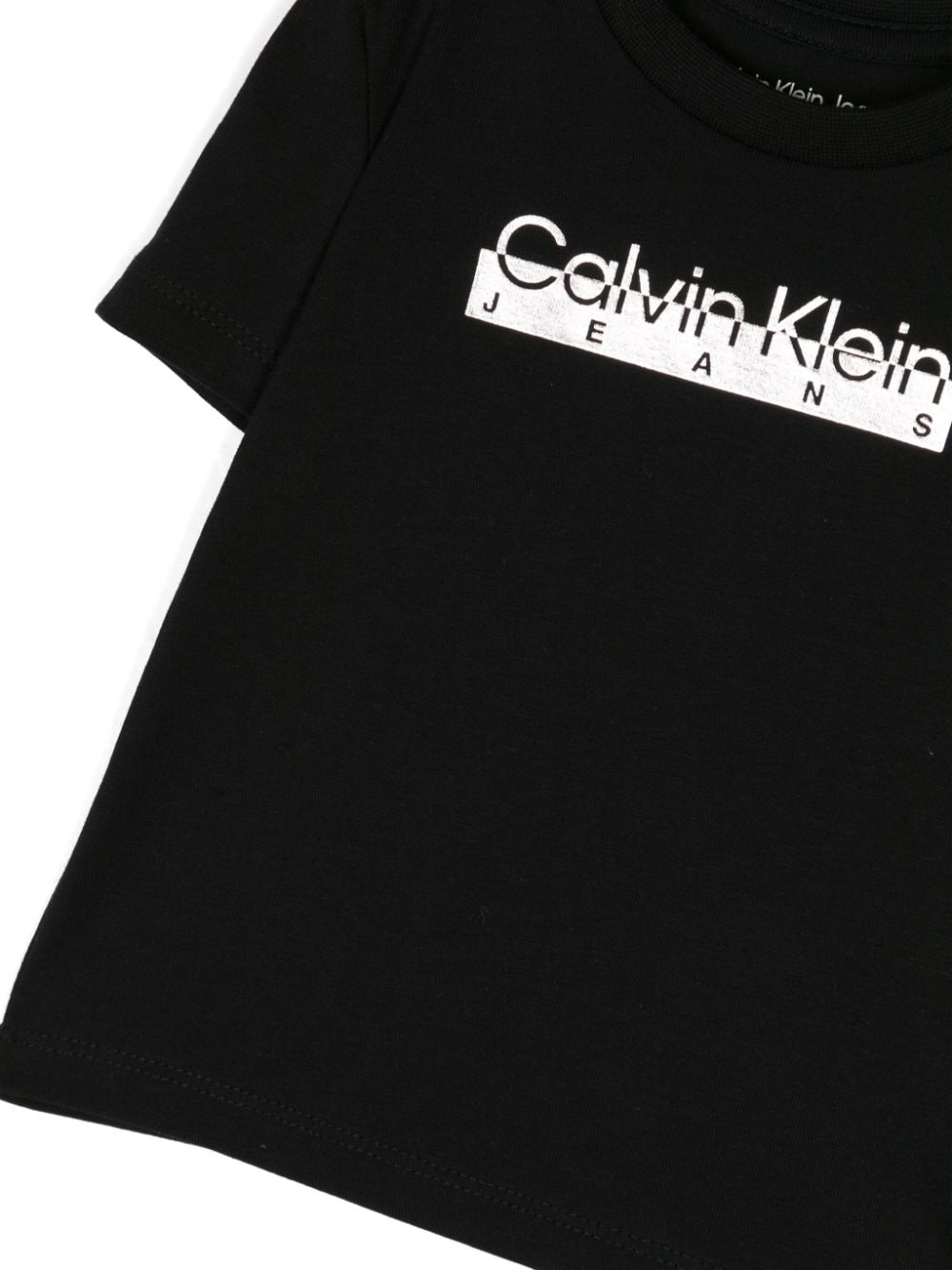 Shop Calvin Klein Logo-print Cotton-blend T-shirt In Black