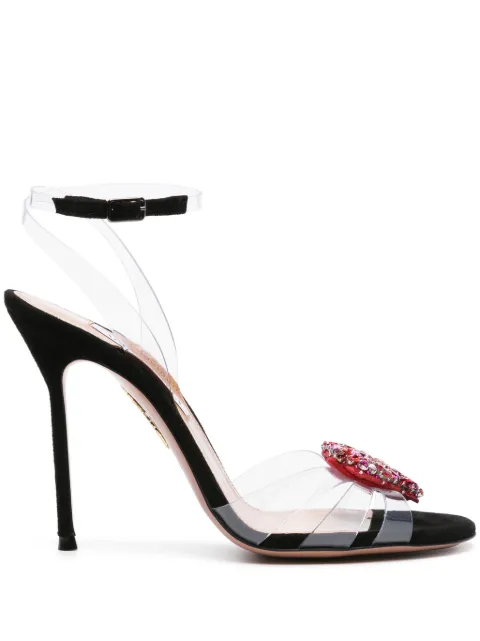 Aquazzura Love Me 115mm crystal-heart sandals