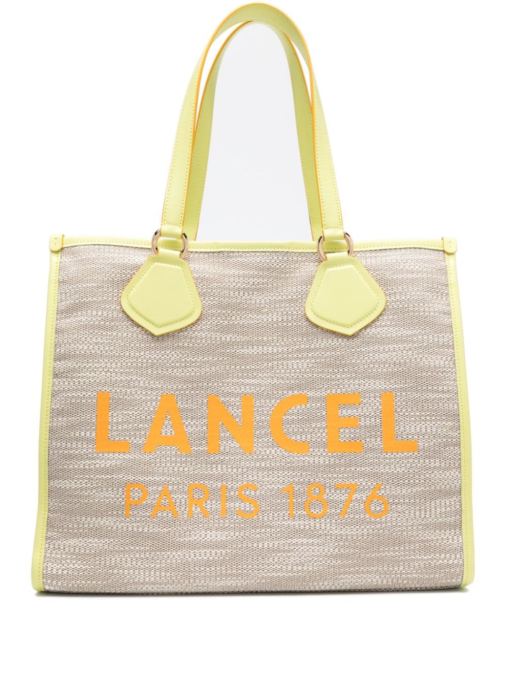 Shop Lancel Large Summer Canvas Tote Bag In Neutrals