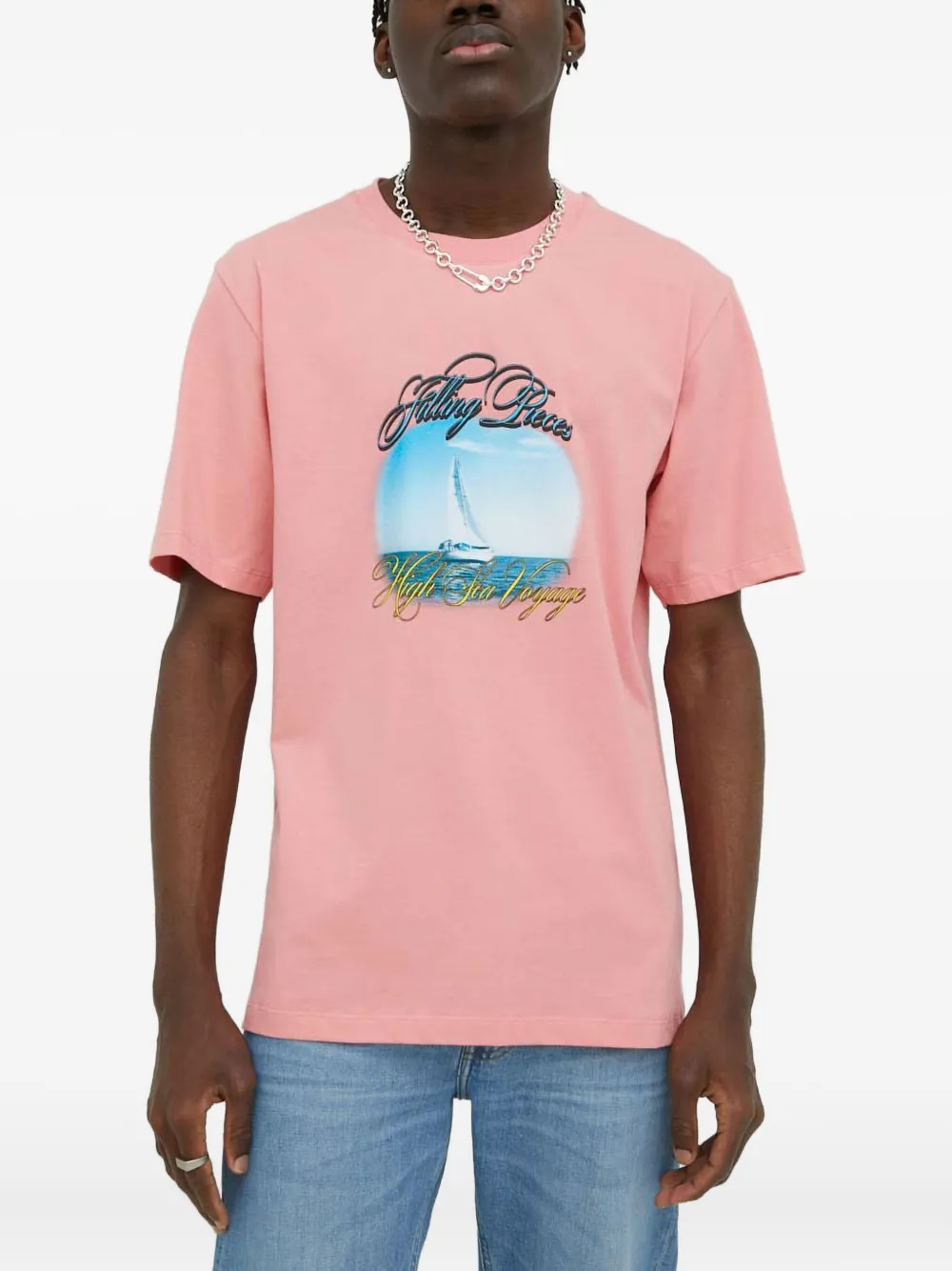 Filling Pieces T-shirt met zeilboot-print Roze