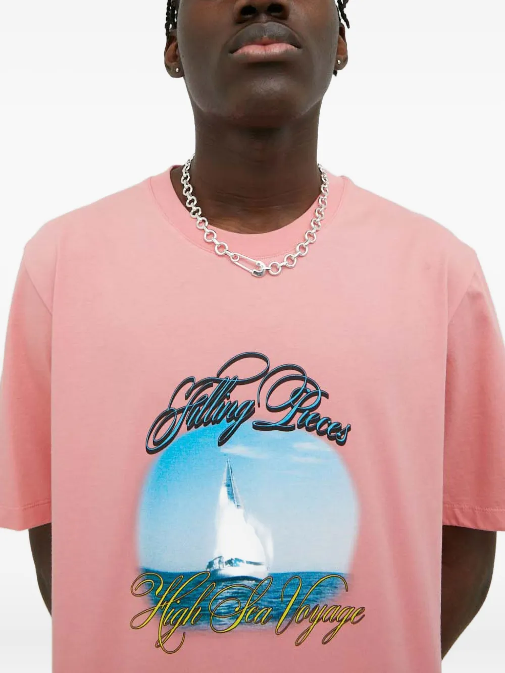 Filling Pieces T-shirt met zeilboot-print Roze