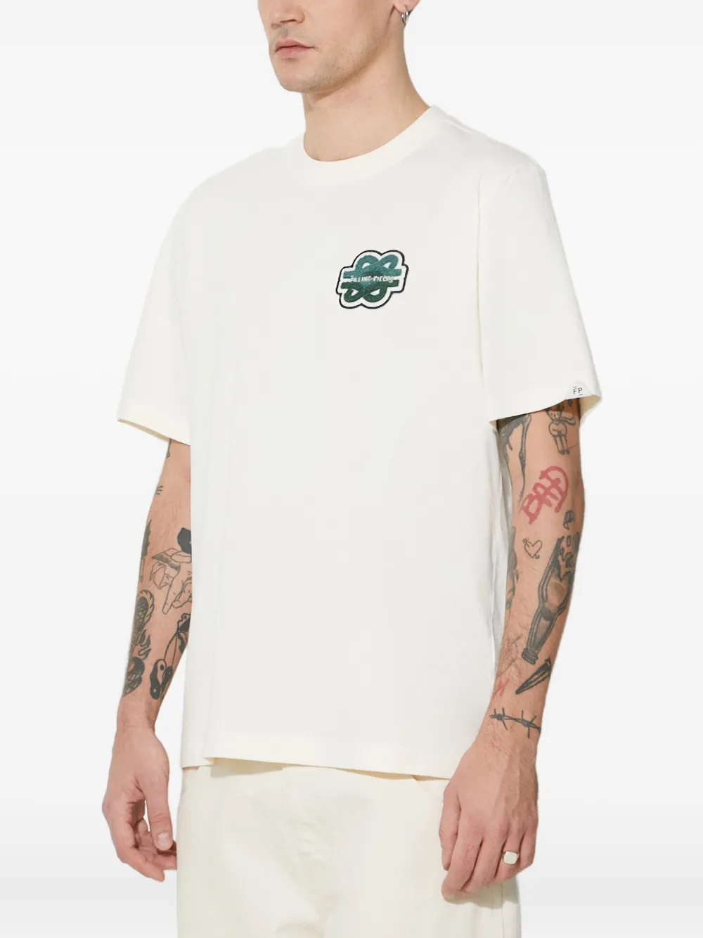 Filling Pieces T-shirt met logopatch Beige