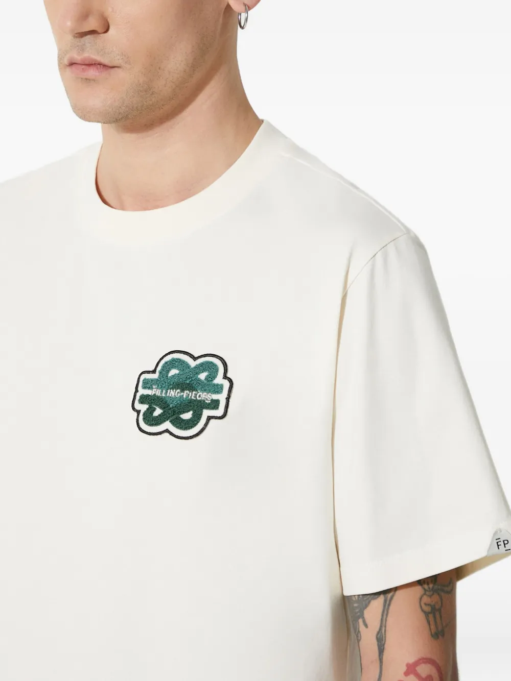 Filling Pieces T-shirt met logopatch Beige