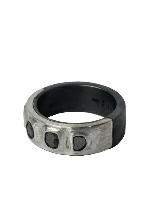 Parts of Four anillo Sistema en plata de ley y diamante negro