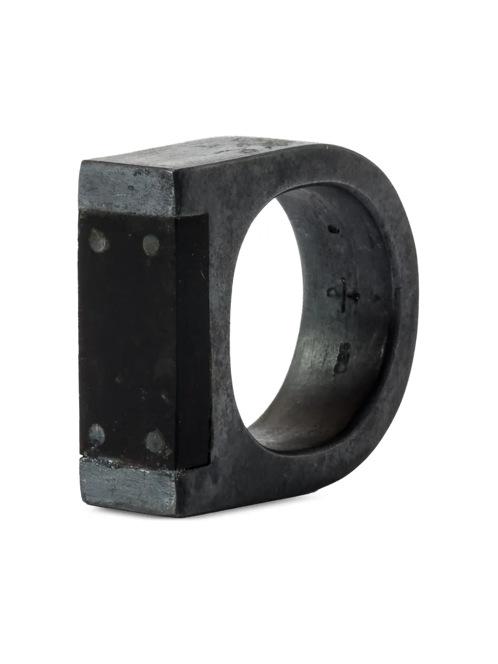 Parts Of Four Plate Single Matte Jet Sterling-silver Ring In Black