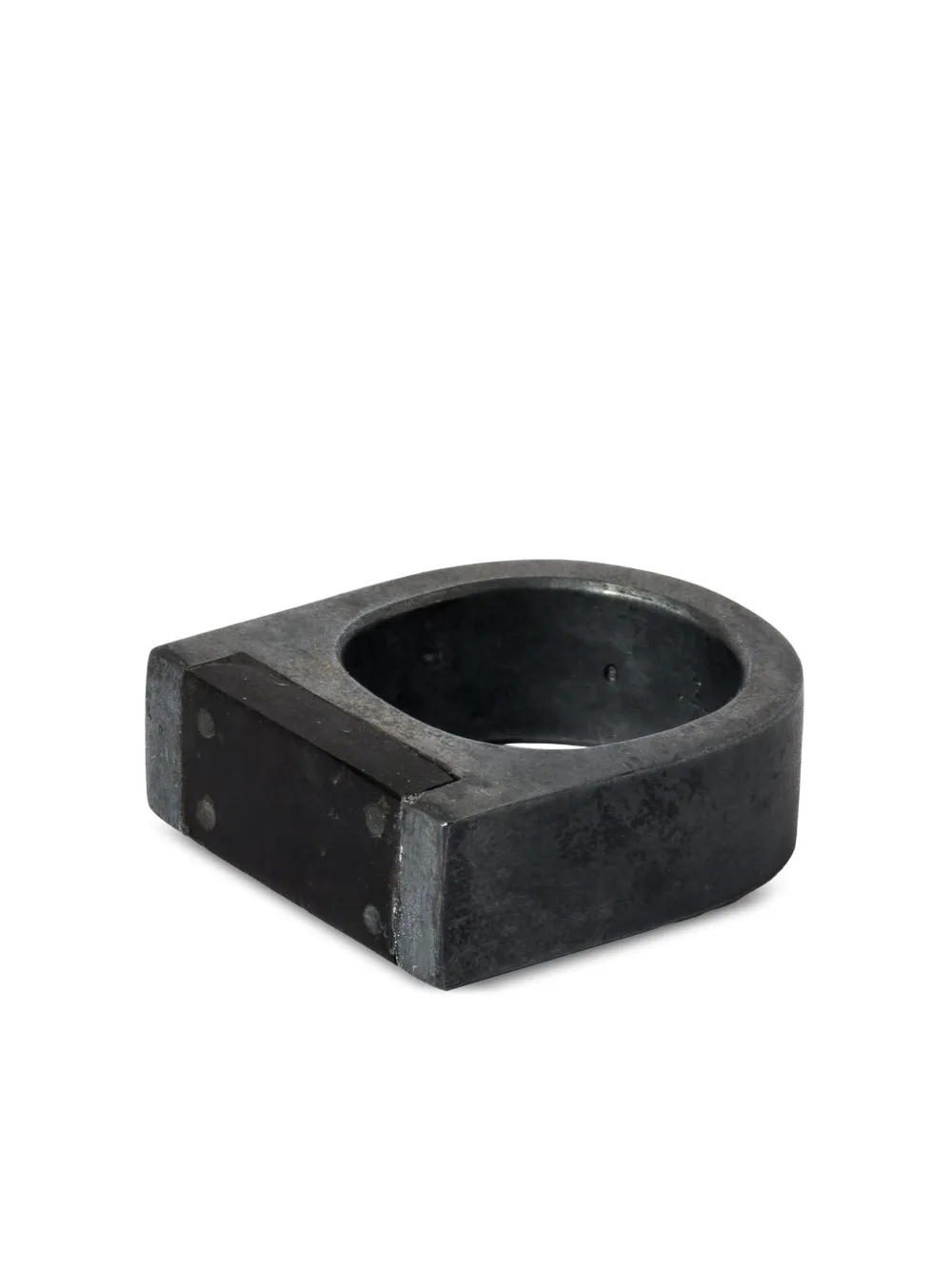 Parts Of Four Plate Single Matte Jet Sterling-silver Ring In Black