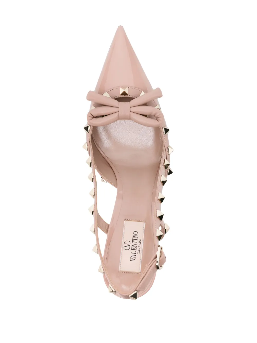 Shop Valentino Rockstud Bow 100mm Slingback Pumps In Neutrals