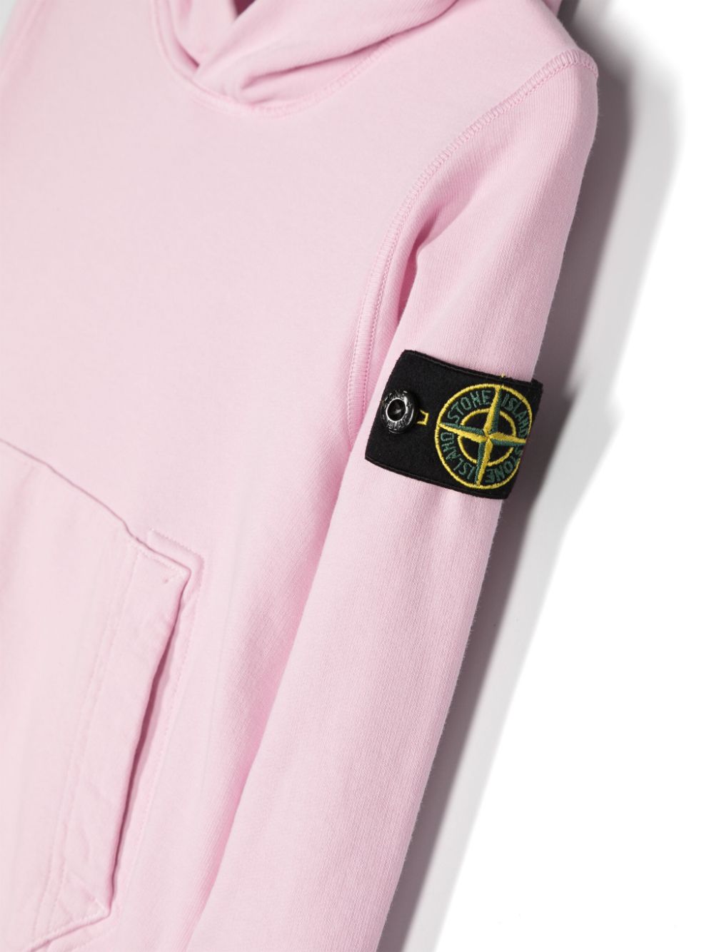 Shop Stone Island Junior Compass-badge Cotton Hoodie In Rosa