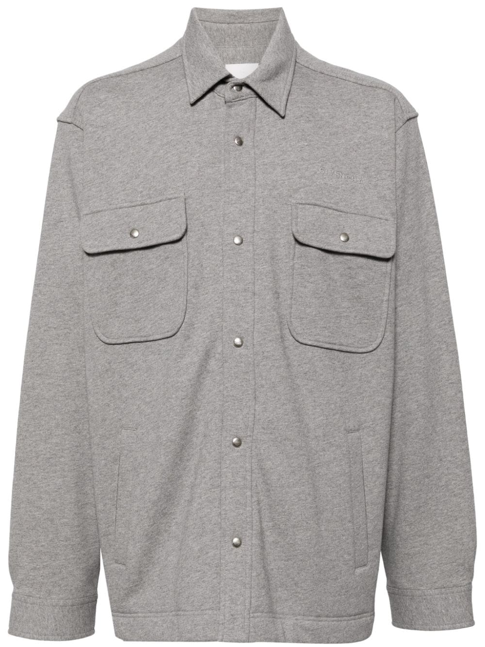 Shop Givenchy Logo-embroidered Cotton-jersey Shirt In Grey