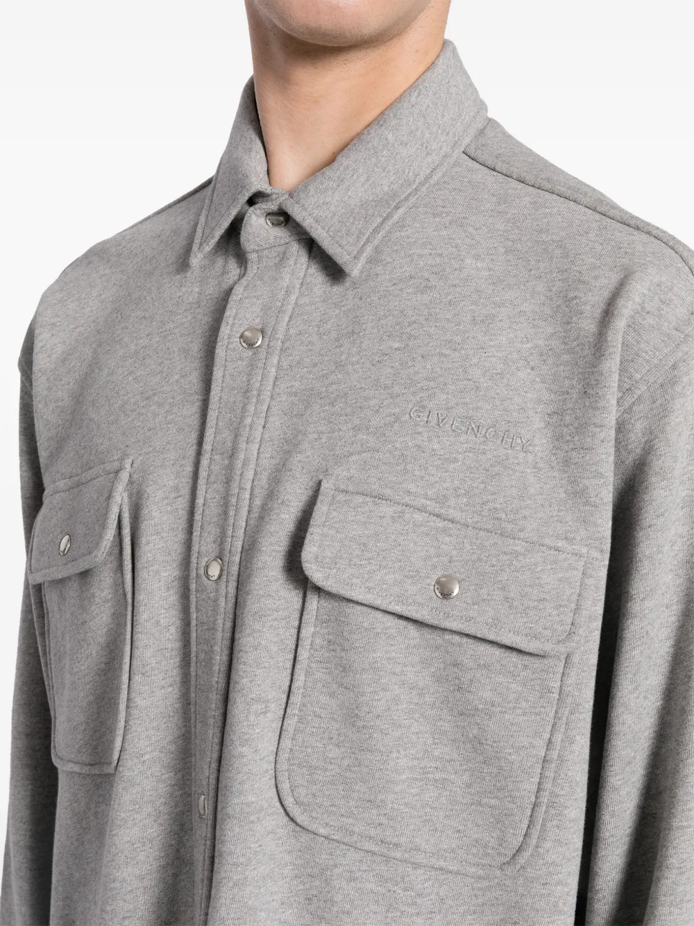 Shop Givenchy Logo-embroidered Cotton-jersey Shirt In Grey