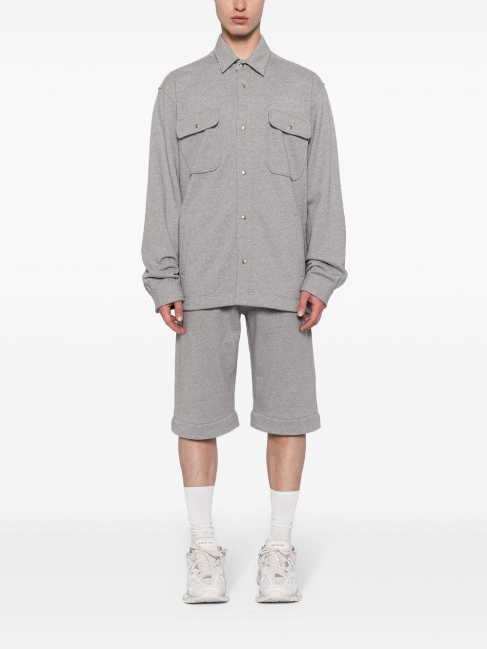 Shop Givenchy Logo-embroidered Cotton-jersey Shirt In Grey