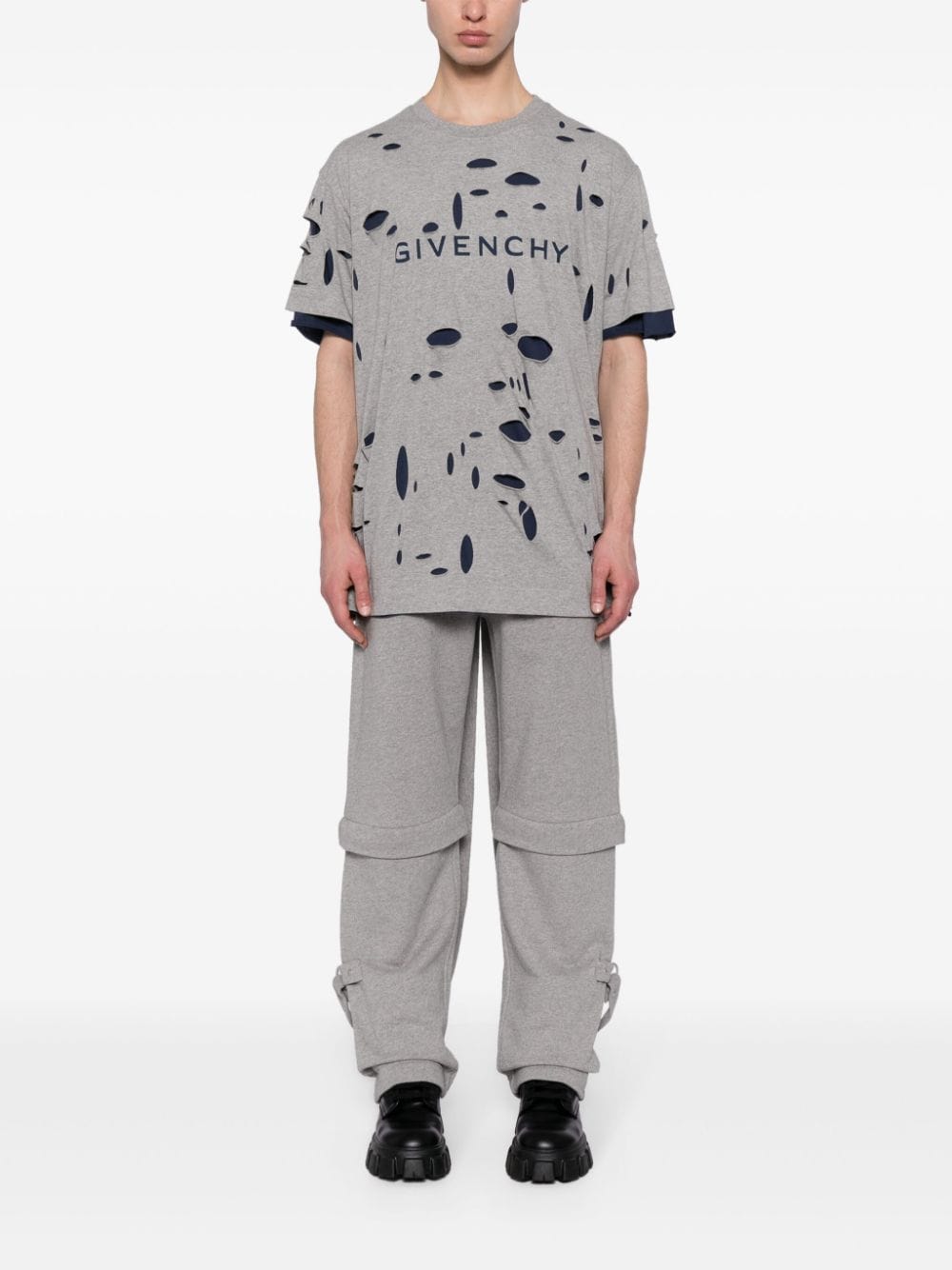 Shop Givenchy Detachable-leg Cotton Track Pants In Grey
