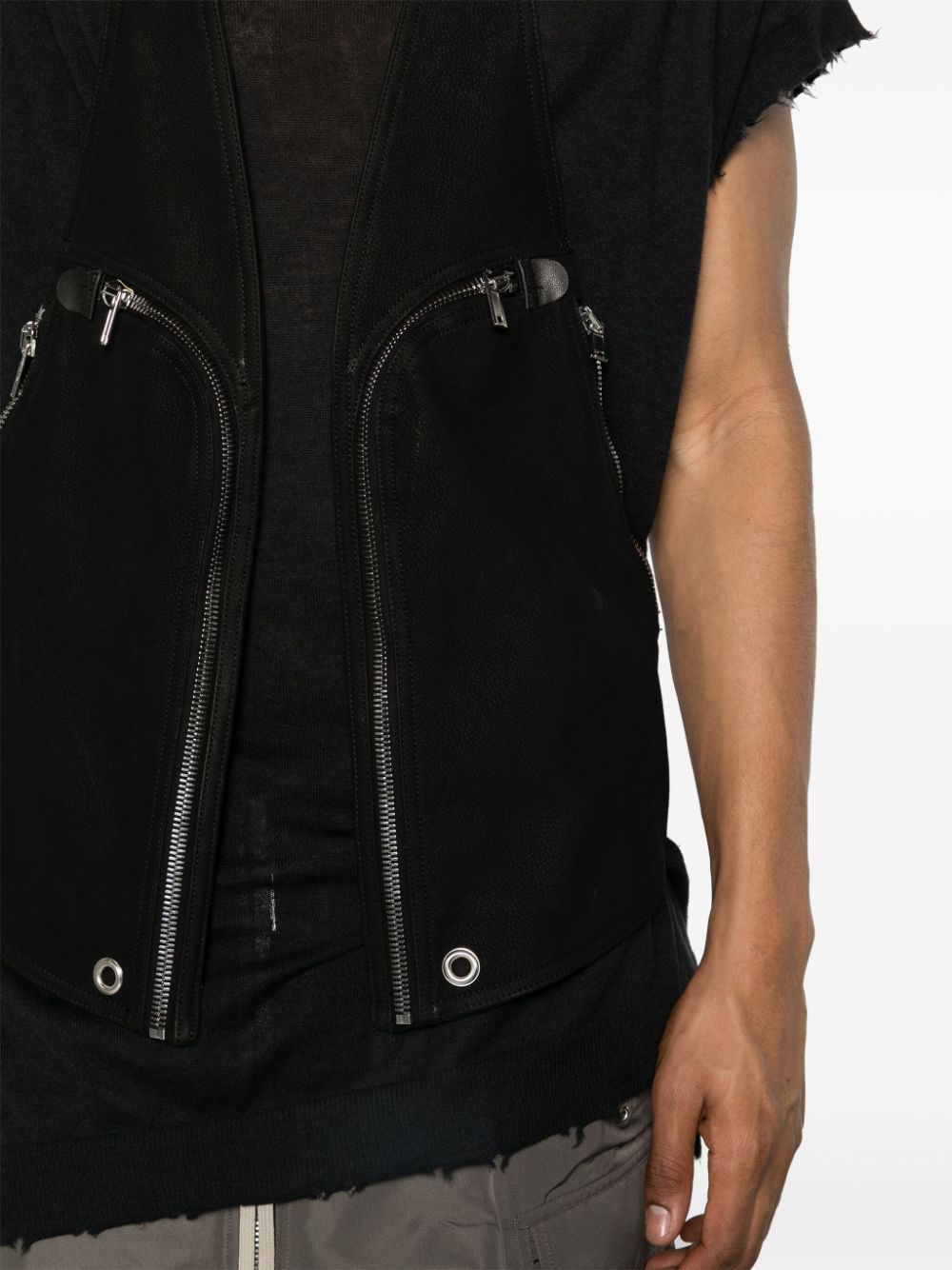 Shop Rick Owens Bauhaus Leather Vest In Black