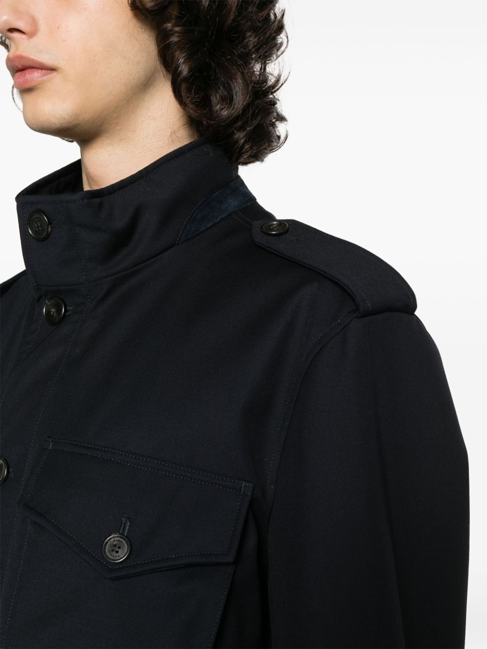 Shop Dunhill Wool Military Jacket In Blau