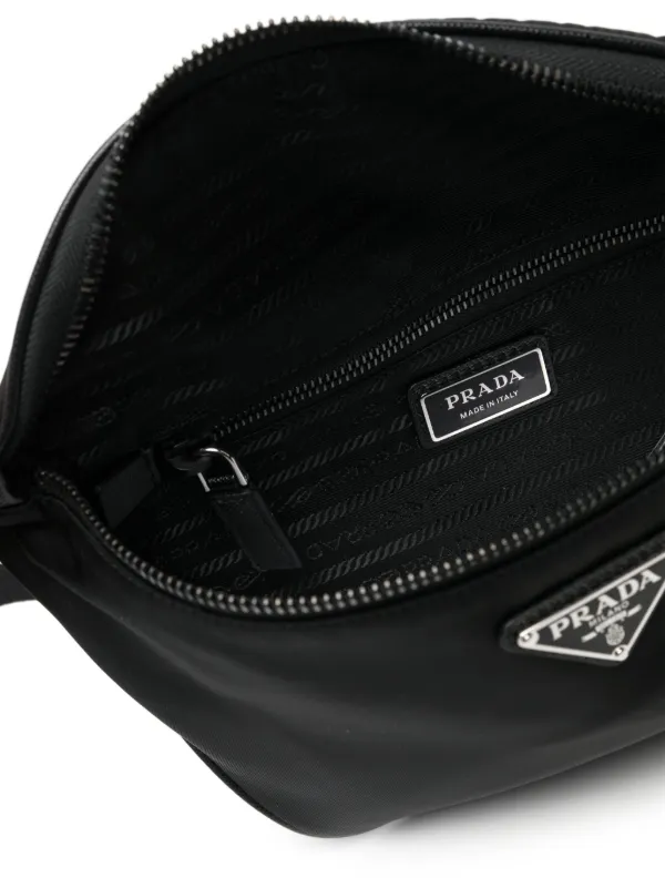 Prada Re-Nylon enamel-logo Belt Bag | Black | FARFETCH
