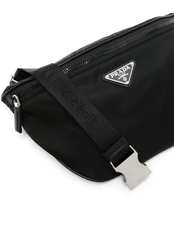 Prada Re-Nylon enamel-logo Belt Bag | Black | FARFETCH