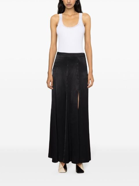 high-waist satin maxi skirt