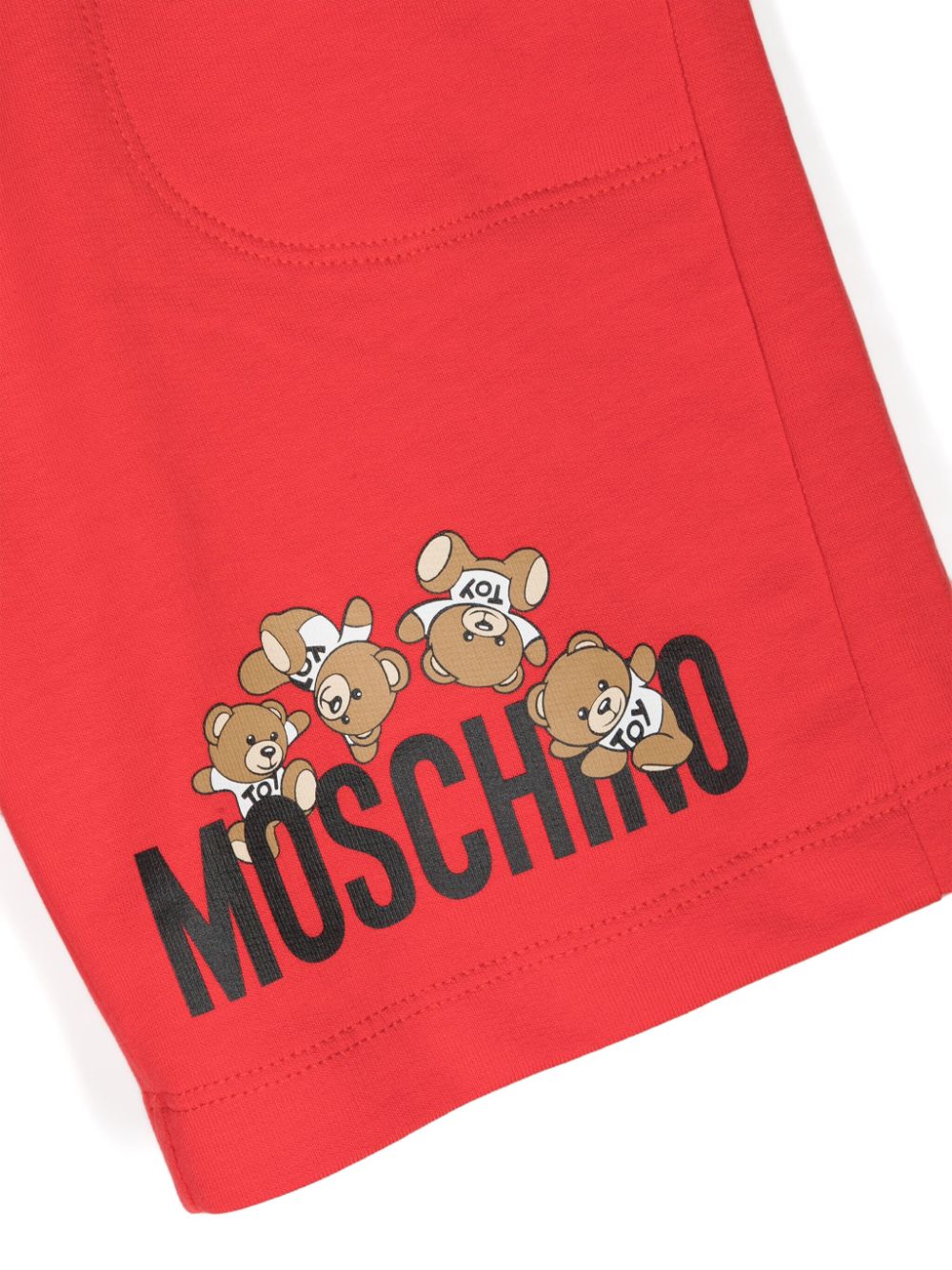 Shop Moschino Teddy Bear Cotton Shorts In Red