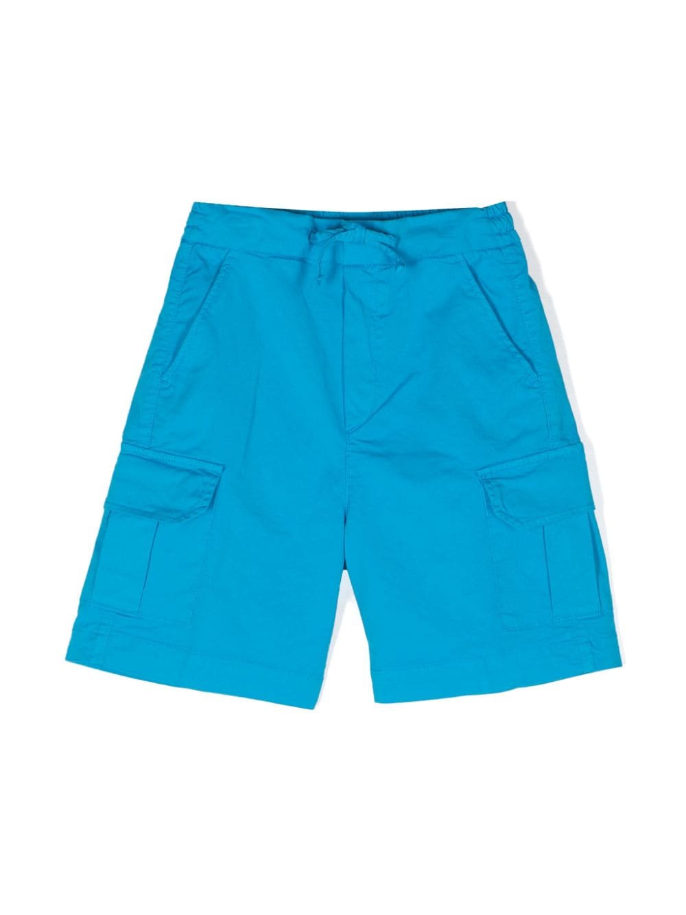 Paolo Pecora Kids' Mid-rise Drawstring Cargo Shorts In Blue