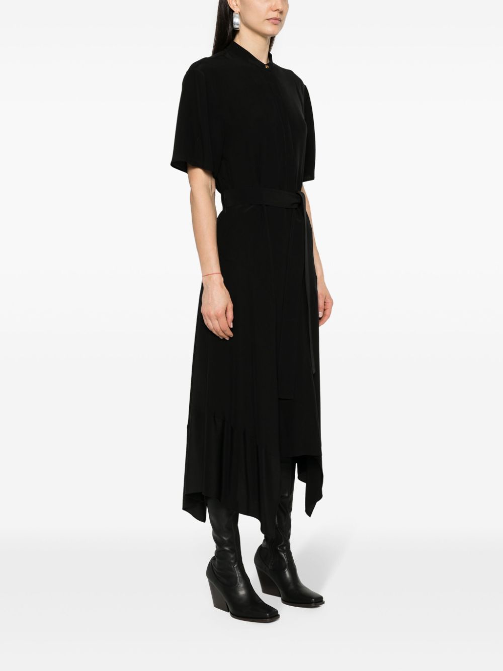 Shop Stella Mccartney Iconics Crepe Asymmetric Dress In Black
