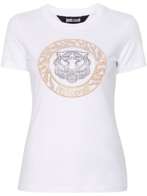 Just Cavalli Tiger Head-motif studded T-shirt