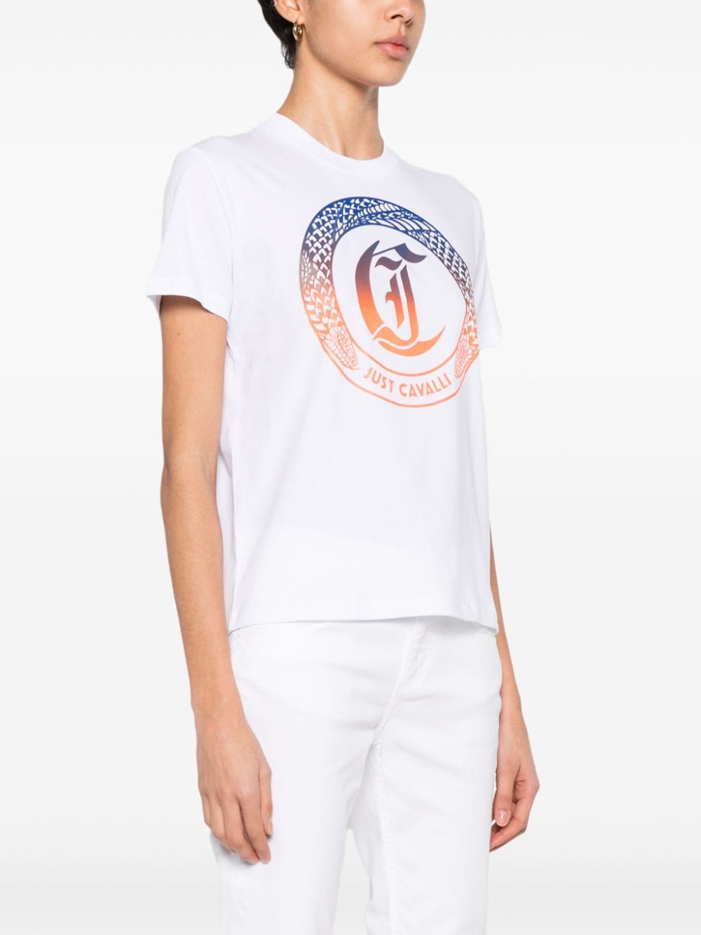 Shop Just Cavalli Logo-print Cotton T-shirt In White