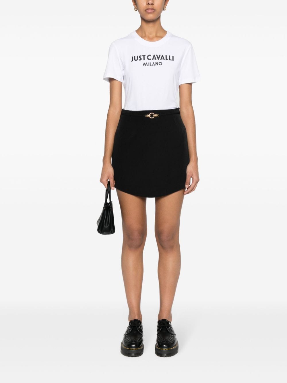 Shop Just Cavalli Logo-engraved Mini Skirt In Black