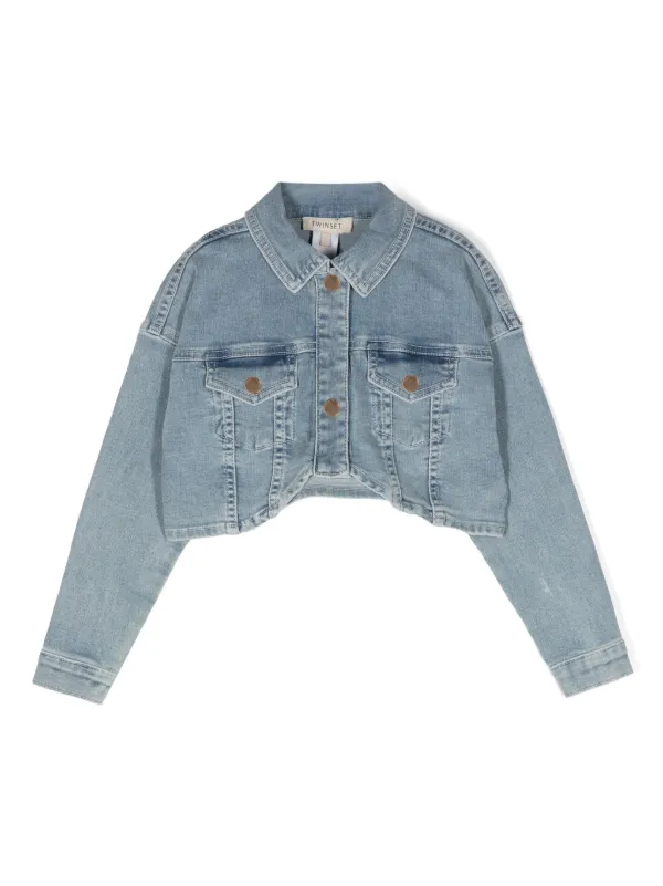 Kids cropped denim jacket clearance