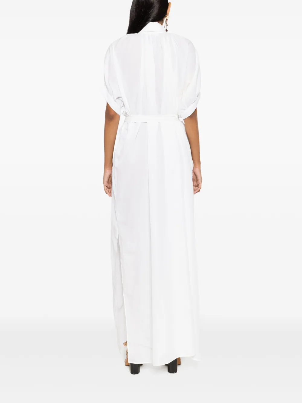 Shop Amir Slama Tied-waist Shirt Dress In White