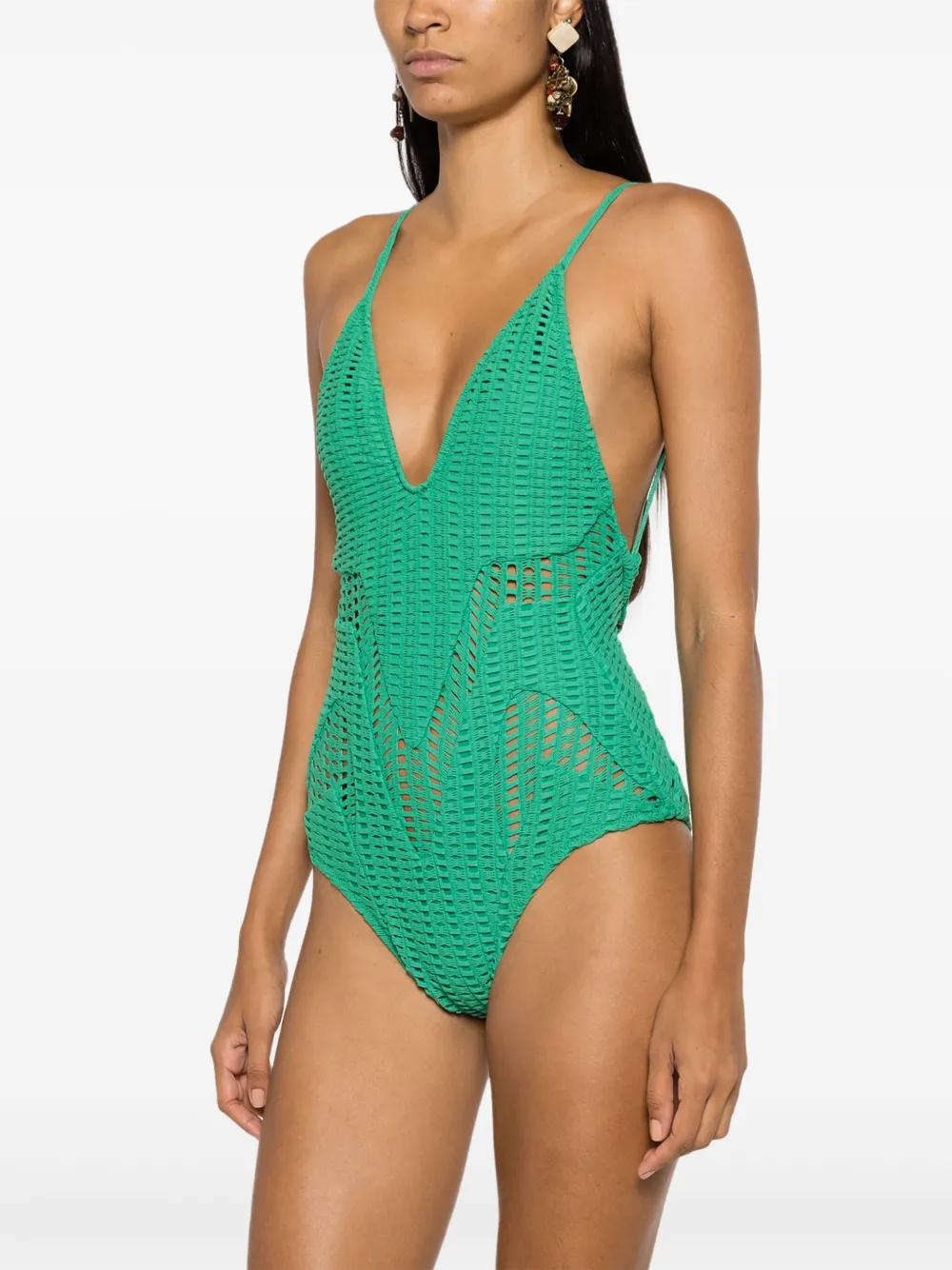 Shop Amir Slama Cut-out Swimsuit In Green