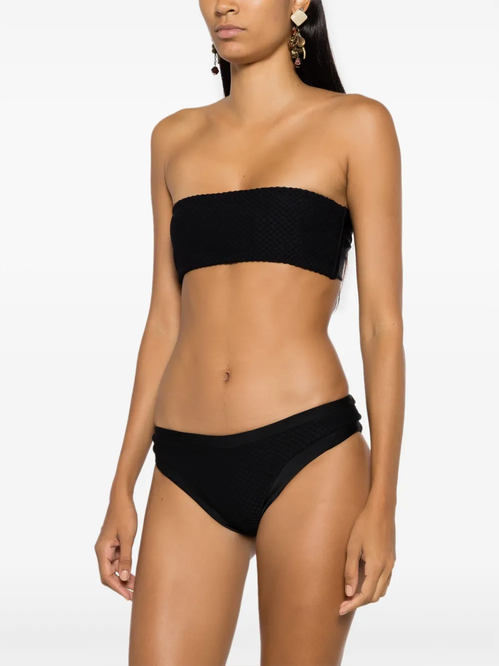 Shop Amir Slama Textured Bandeau Bikini In Black