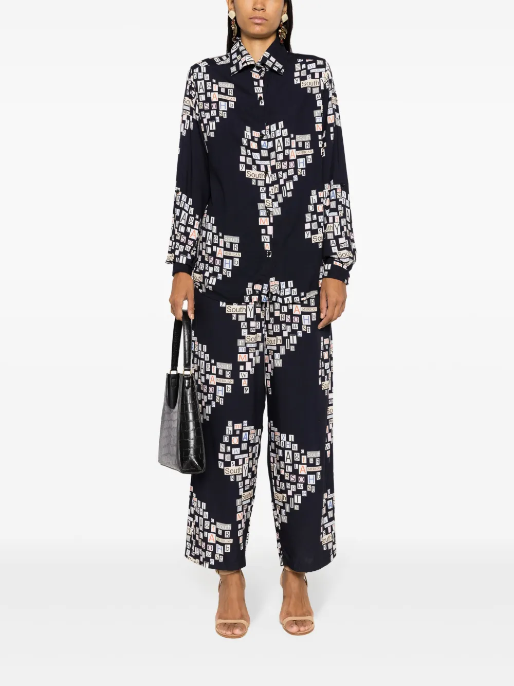 Shop Amir Slama Graphic-print Long-sleeve Shirt In Black