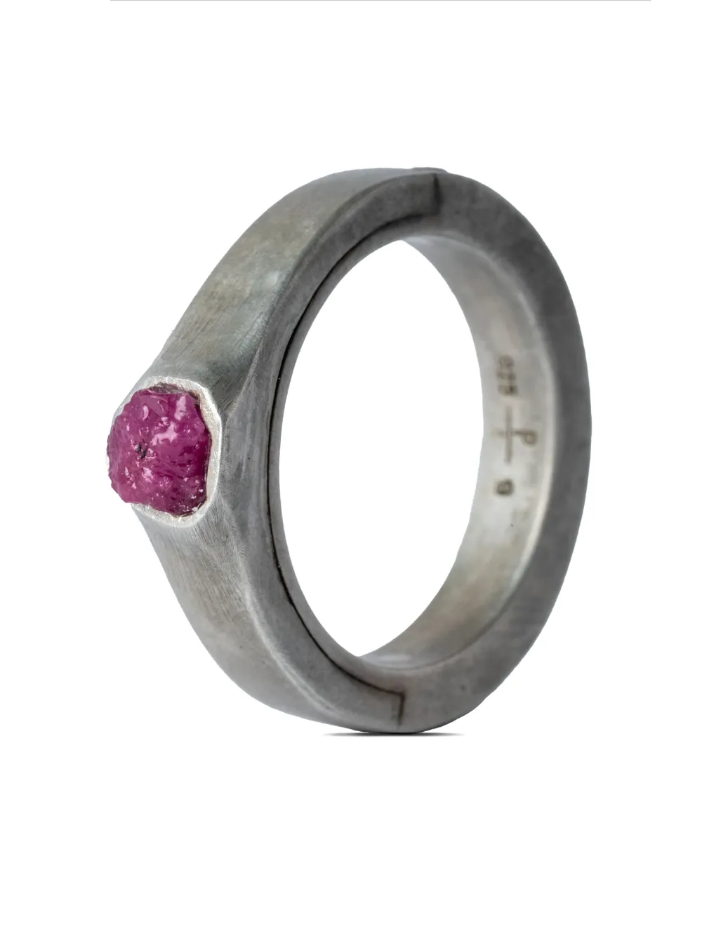 PARTS OF FOUR SISTEMA STERLING-SILVER RUBY-SLAB RING