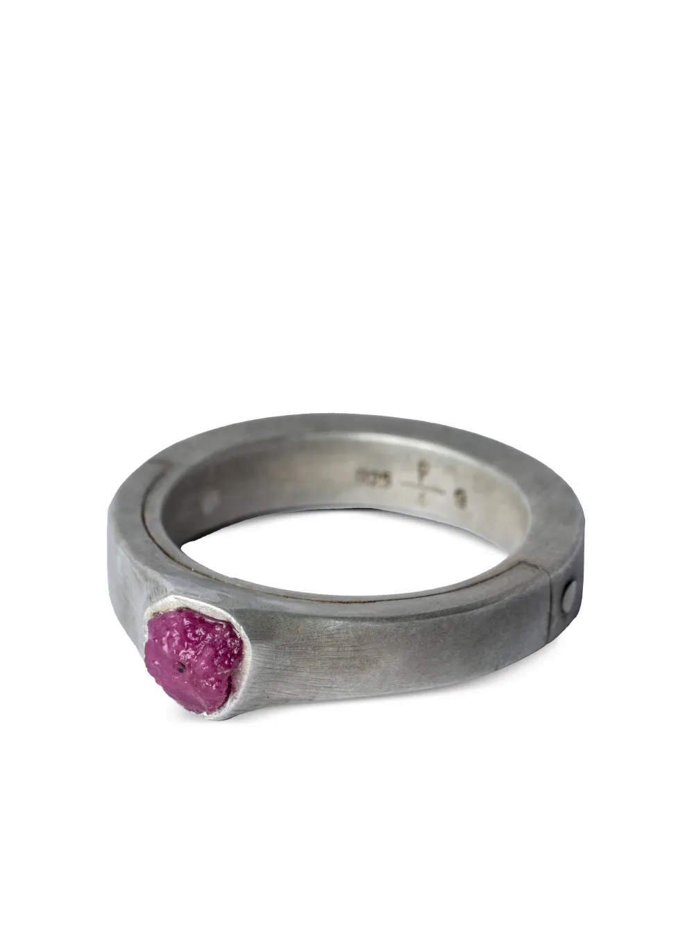 PARTS OF FOUR SISTEMA STERLING-SILVER RUBY-SLAB RING