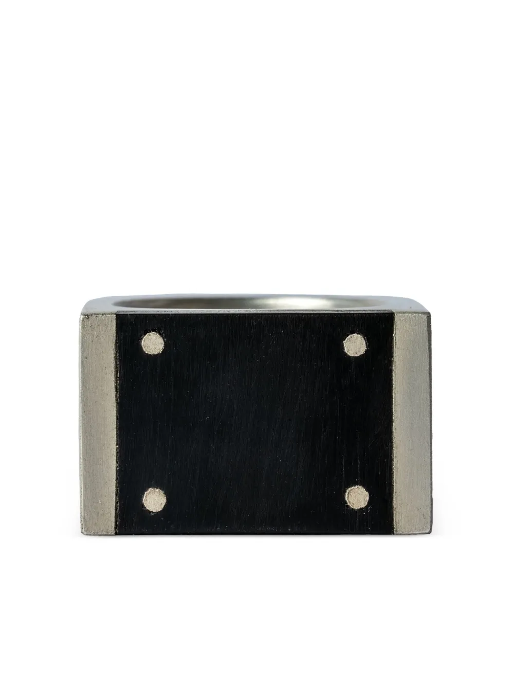PARTS OF FOUR PLATE STERLING-SILVER MATTE-JET RING 