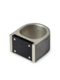 Parts of Four Plate sterling-silver matte-jet ring